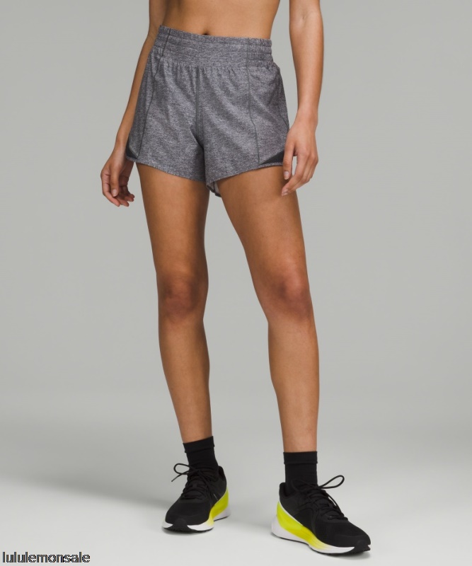 Lululemon Damen DELULU270 | Hotty Hot High-rise Lined Short 4 Heather Lux Multi Black